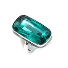 Natural Aqua Apatite Gemstone Handmade 925 Sterling Silver Gift Ring Size 9 k429