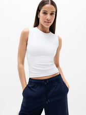 Athleta S SMALL Renew Seamless Muscle Tank Top White Ribbed Shirt Active NWT NEW