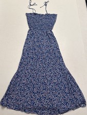 Madewell Maxi Dress Blue Red Floral Spaghetti Strap Sleeveless Summer Women’s 6