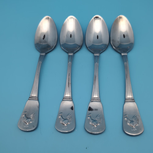 SET OF 4: Cuisinart Elite French Rooster Spoon TEASPOON Stainless Retired 6 1/2" - Picture 2 of 6