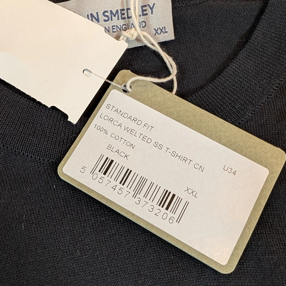 Camiseta John Smedley Lorca Soldada Negra Talla XXL Hecha en Inglaterra Nueva Foto 4 de 4