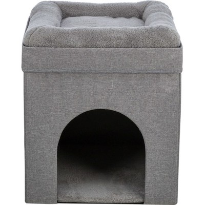 Crazy Cube Stackable 1-Story Indoor Cat Condo Cat House W/ Scratching Pad Gray
