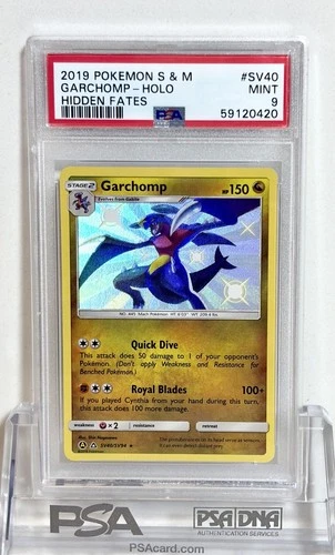 2019 POKEMON SUN & MOON HIDDEN FATES SV40 GARCHOMP HOLO RARE BABY SHINY - PSA 9