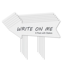 Blank Arrow Signs With Stakes 6 Pack - 17 x 6 17 x 6 inches, White 6