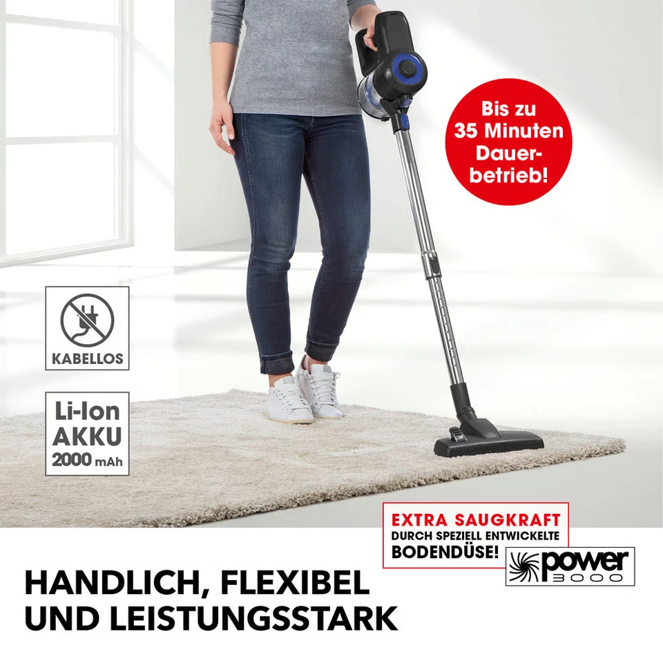 CleanMAXX Akku Staubsauger Hand u. Boden Sauger beutellos kabellos Zyklon 120W - Bild 2 von 4