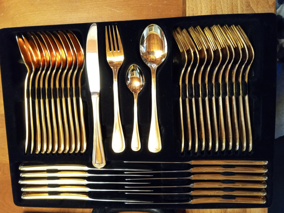 BESTECKE SOLINGEN 23/24 Karat Gold Plated Flatware, West