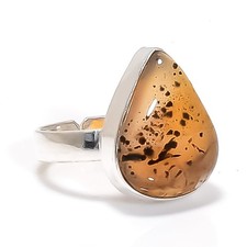 Montana Agate Gemstone 925 Sterling Silver Jewelry Ring Size Adjustable u169