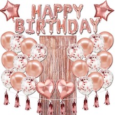 Rose Gold Balloon Decor Set - Happy Birthday Party Supplies for Party Decoration