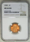 1949 P Lincoln Cent NGC MS66RD Rich Red, Strong Luster, PQ New Holder #T267Z