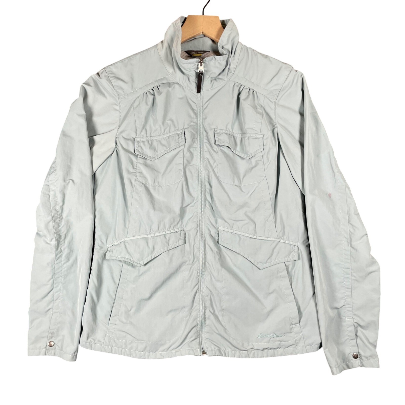 Eddie Bauer Travex Womens Utility Jacket Size S Light Blue Lightweight *See Pics