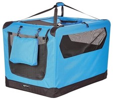 AMAZON BASICS FOLDING PORTABLE SOFT PET DOG CRATE CARRIER KENNEL - BLUE