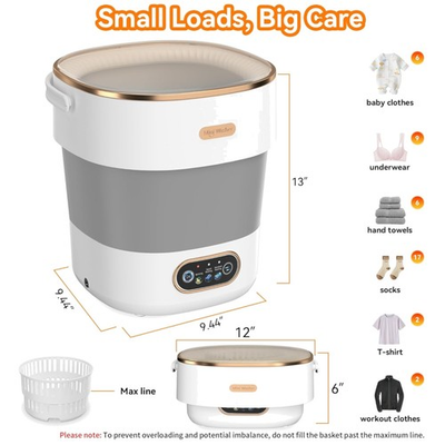 #ad Small Clothes Washer with Adjustable Legs 3 Cleaning Modes $107.89