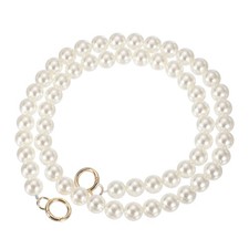 Imitation Pearl Purse Strap, 43" Handbag Chain with Spring Clasp, 18mm