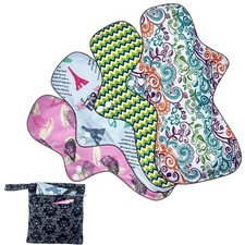 4PCS Overnight Pads 13.5inch Reusable Pads Menstrual Heavy Flow, Washable Clo...