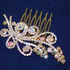 AB Hair Comb Gold Rhinestone Bridal Hair Comb Hair Accessories