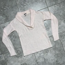 J Crew Mohair Wool Blend Open Knit Long Sleeve Shawl Collar Pullover Sweater XS