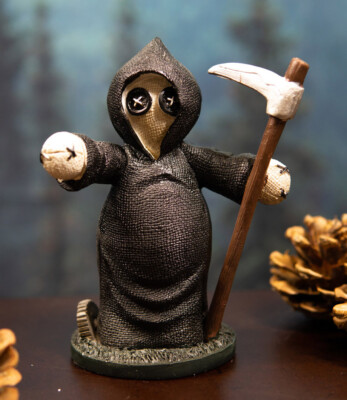Ebros Voodoo Stiches Graveyard Grim Reaper W/Scythe Figurine Pinheadz Collection