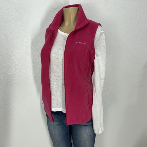Columbia Pink Vest Sleeveless Sweater Womens Size M Casual Zip Up Mock Neck Top - Picture 3 of 16