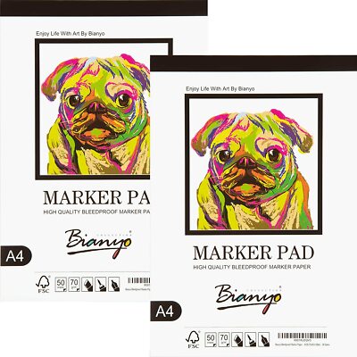 Bianyo Bleedproof Marker Paper Pad 50 Sheets 70g White For