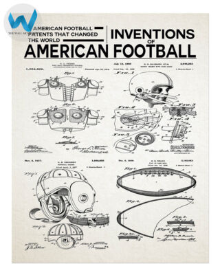 American Football Patent Poster - Football Erfindungen Wandbild - 18x24...