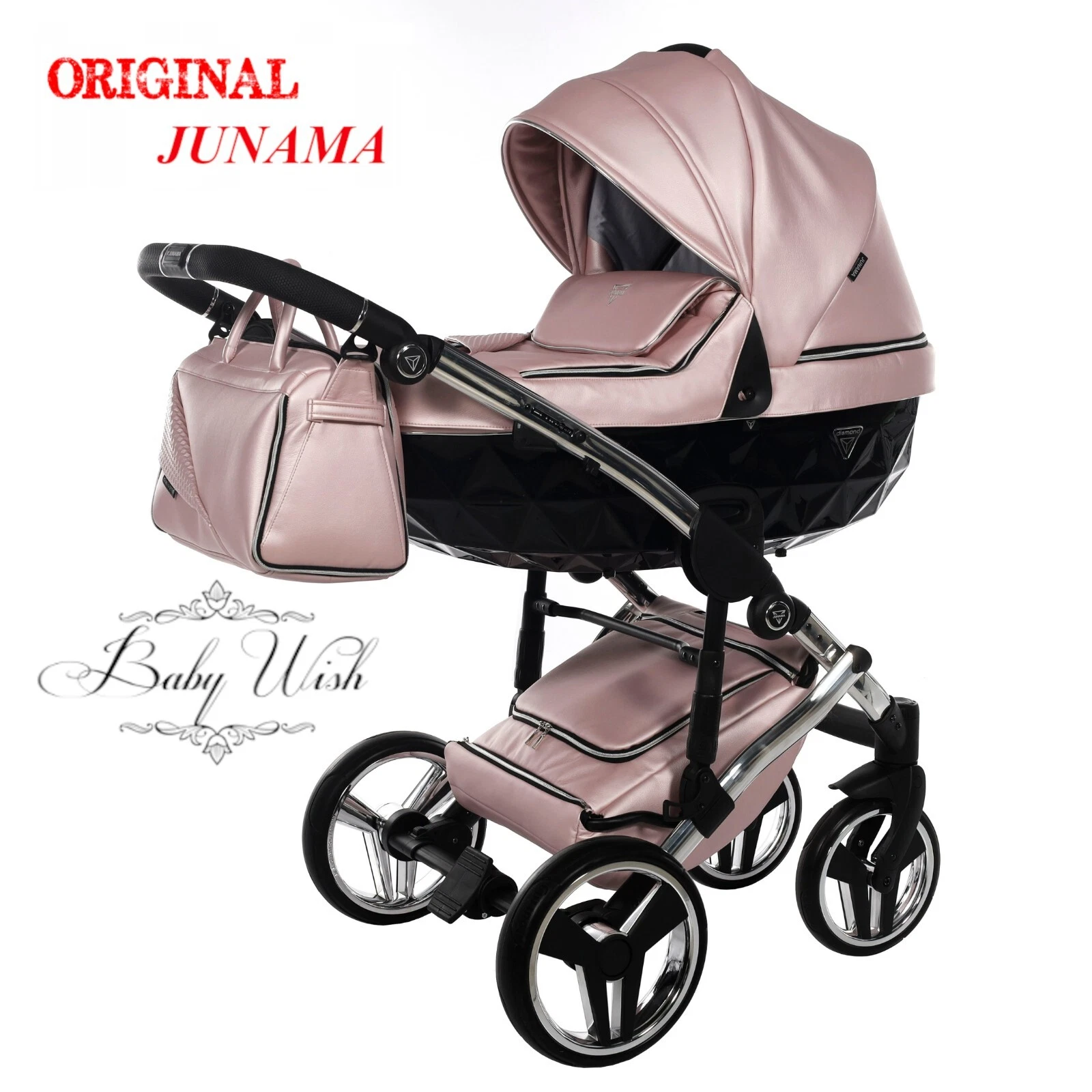 JUNAMA FLUO LINE V2 BABY PRAM CARRYCOT + PUSHCHAIR + CAR SEAT 3in1