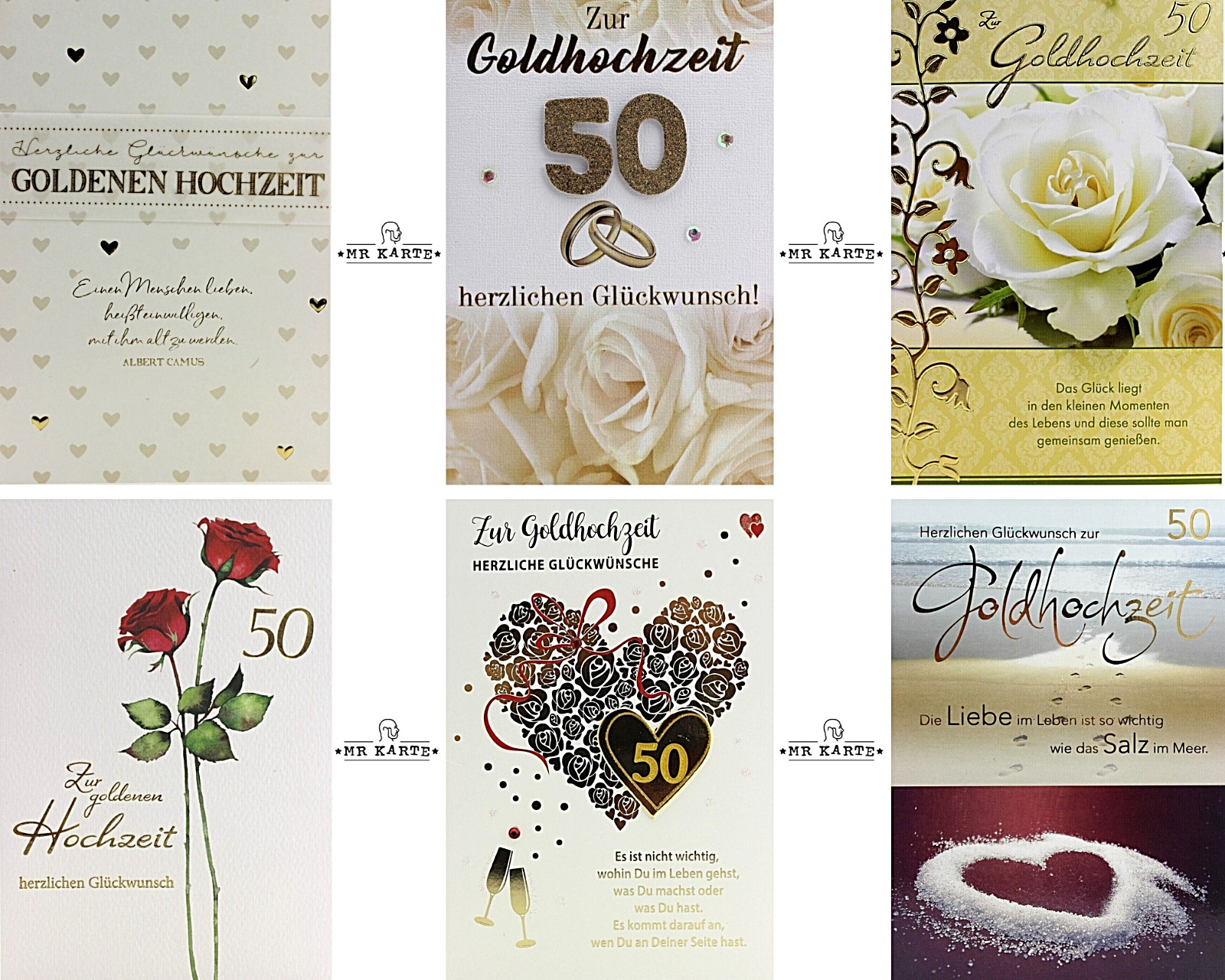 Glückwunschkarte goldenen Hochzeit Goldhochzeit 50 Jahre Hochzeitstag Ehe Karte