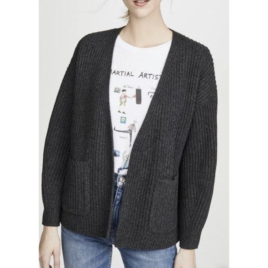 Madewell Open Front Ribbed Wool Blend Cardigan Sweater SZ L