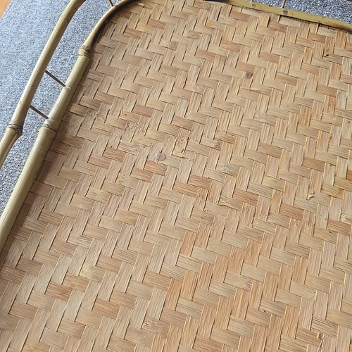 Woven Bamboo Lap Tray Lot of (2) Mid-century Tiki Bar Serving Lap TV MCM - Picture 7 of 9