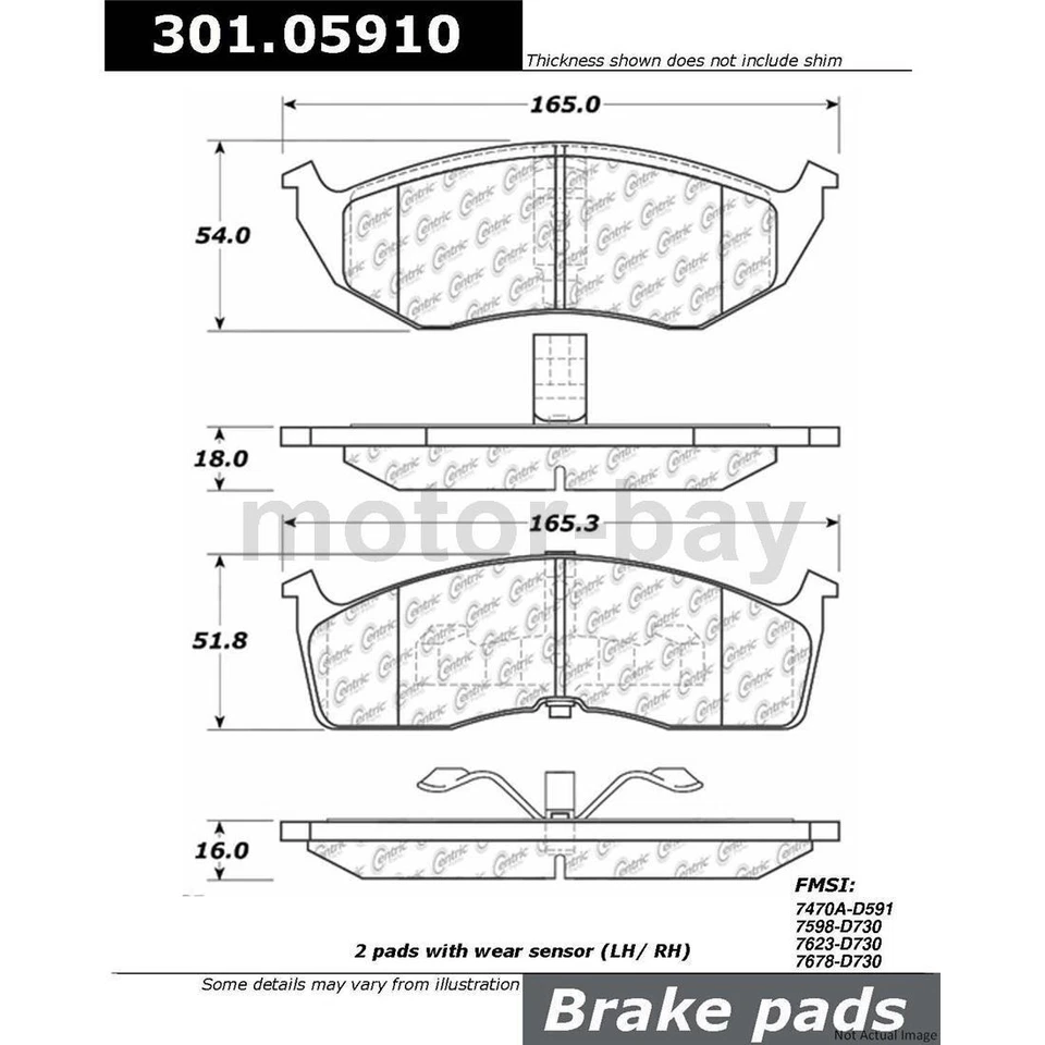 Pastillas de freno delanteras traseras para Chrysler Concorde 3,3 L 1997 1996 1995 1993 1994 Foto 4 de 4