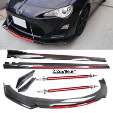 Front Bumper Lip Spoiler/ Body Kit+Side Skirt Carbon Fiber For 17-20 Toyota 86