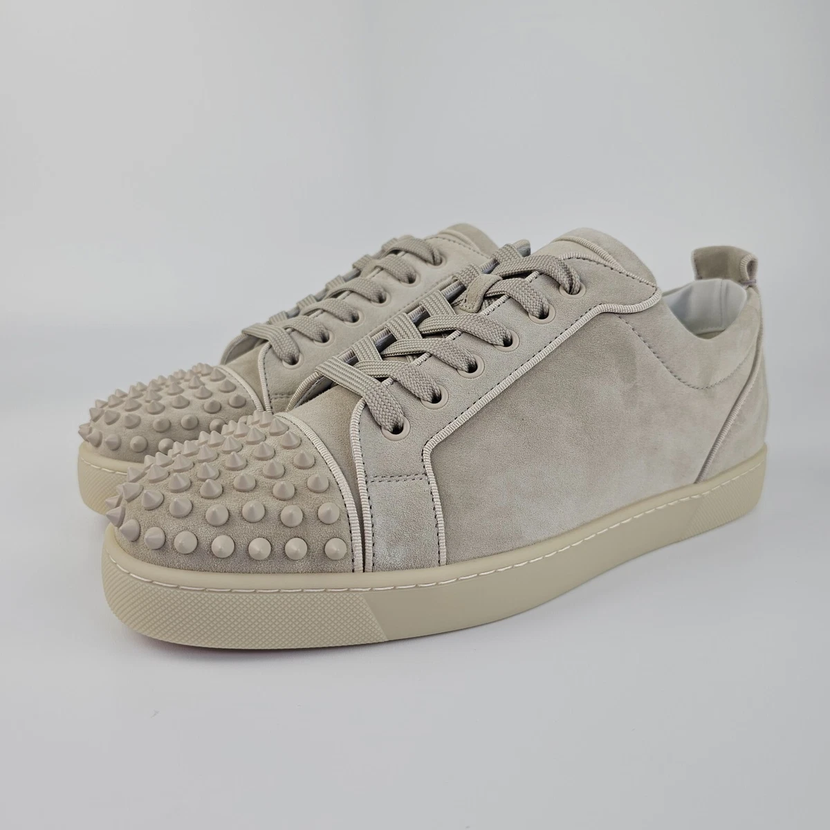 Christian Louboutin Louis Junior Spikes White/Beige Sneakers New