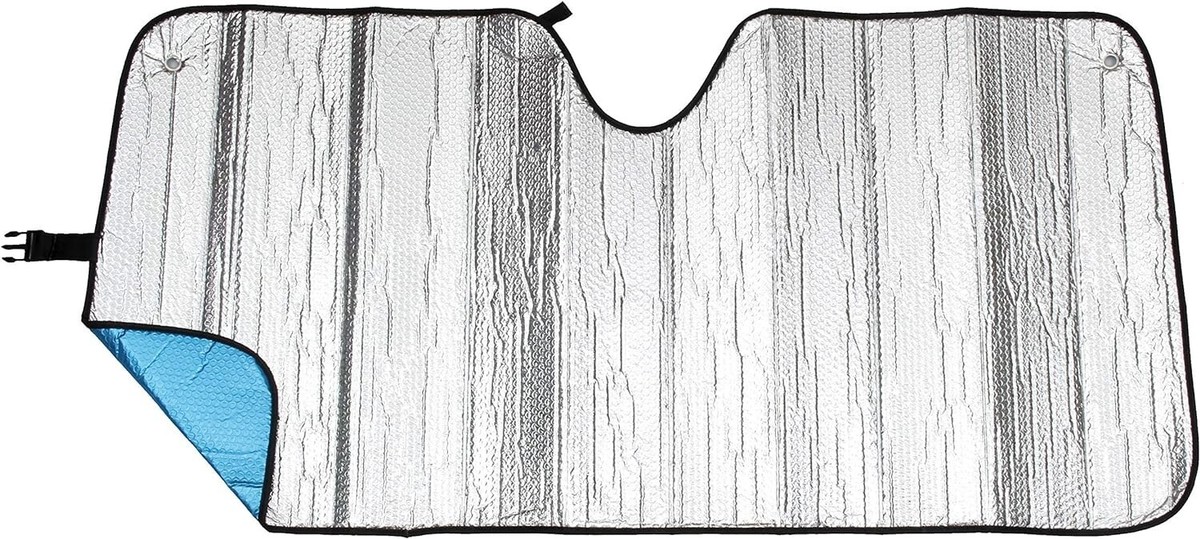 GWUSKDT 5-Layer Windshield Sun Shade - 58"x27.5" Thick Bubble Sunshade With Suction Cups, Dark Blue