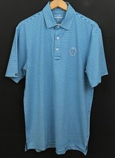 Straight Down Men's SS Blue Striped Performance Golf Polo Shirt Size M