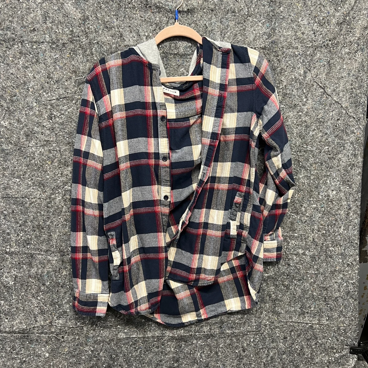 Pacsun Sweater Men M Red Plaid Hooded Long Sleeve Casual Fall Basic