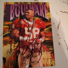 Peter Boulware Autographed 1997 Skybox Impact #214 Football Card.