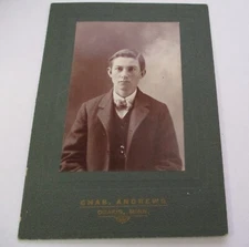 ANTIQUE CHAS. ANDREWS PHOTOGRAPHER OSAKIS, MINN. YOUNG MAN BOY CDV PHOTOGRAPH