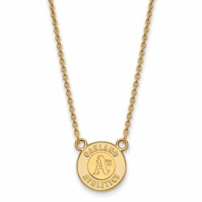 10k Gold MLB Oakland Leichtathletik Kreis kleiner Anhänger 18 in Halskette