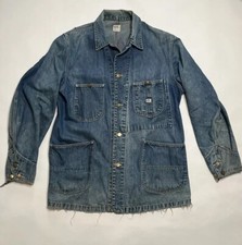 Vintage 50s Lee Work Wear SANFORDIZED Long Denim Union Made Chore Jacket USA Men