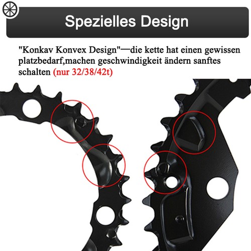 Fit Shimano/SRAM 22-44t Fahrrad Kettenblatt Mountain Bike 64/104BCD 3x10S Ritzel - Bild 9 von 19