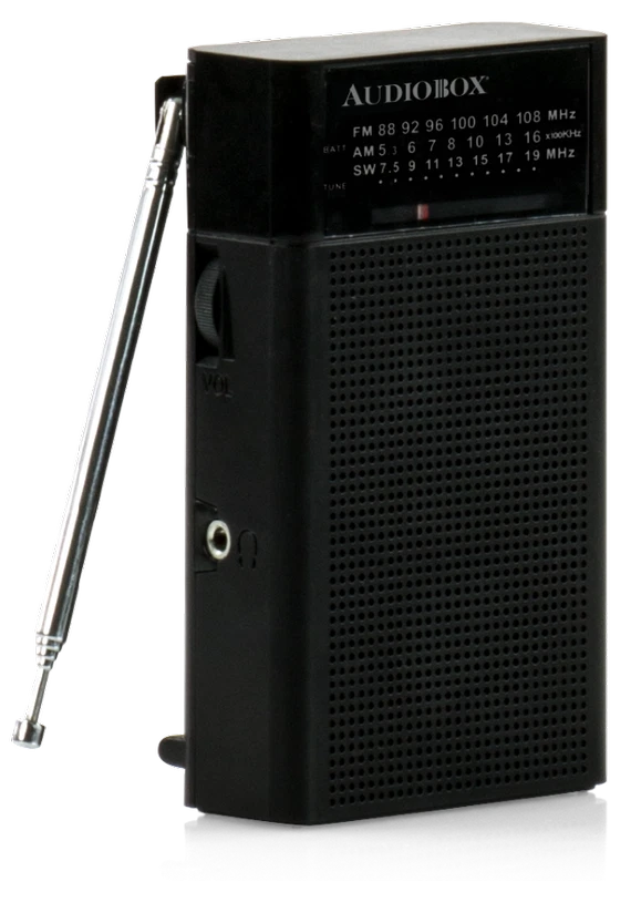 Audiobox RX-3 AM/FM/SW Portable Pocket Size Radio with Telescoping Antenna Black - Image 3 of 4