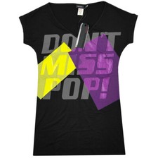 Miss Sixty Diamond Donna Long Shirt Tunica Carmen Mini Abito Party Pop Nero