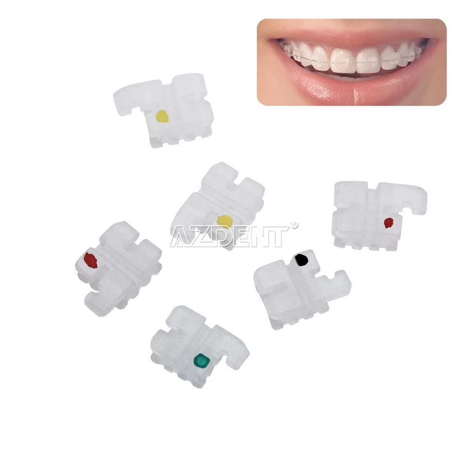 AZDENT Ortodoncia Dental Cerámica Brackets Roth MBT 0.022 Ganchos 3 4 5 Foto 3 de 4