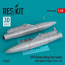 1:48 ResKit RSU48-0225 370 Gal Wing Fuel Tanks F-16 Type 2 2pc 3D Print