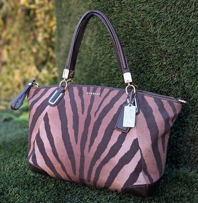 Coach 28093 Madison Kelsey Zebra Jacquard Leather Crossbody