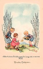 Antique Easter Card Spring Time Homestead Chicks Hatching Eggs Vtg Postcard D25