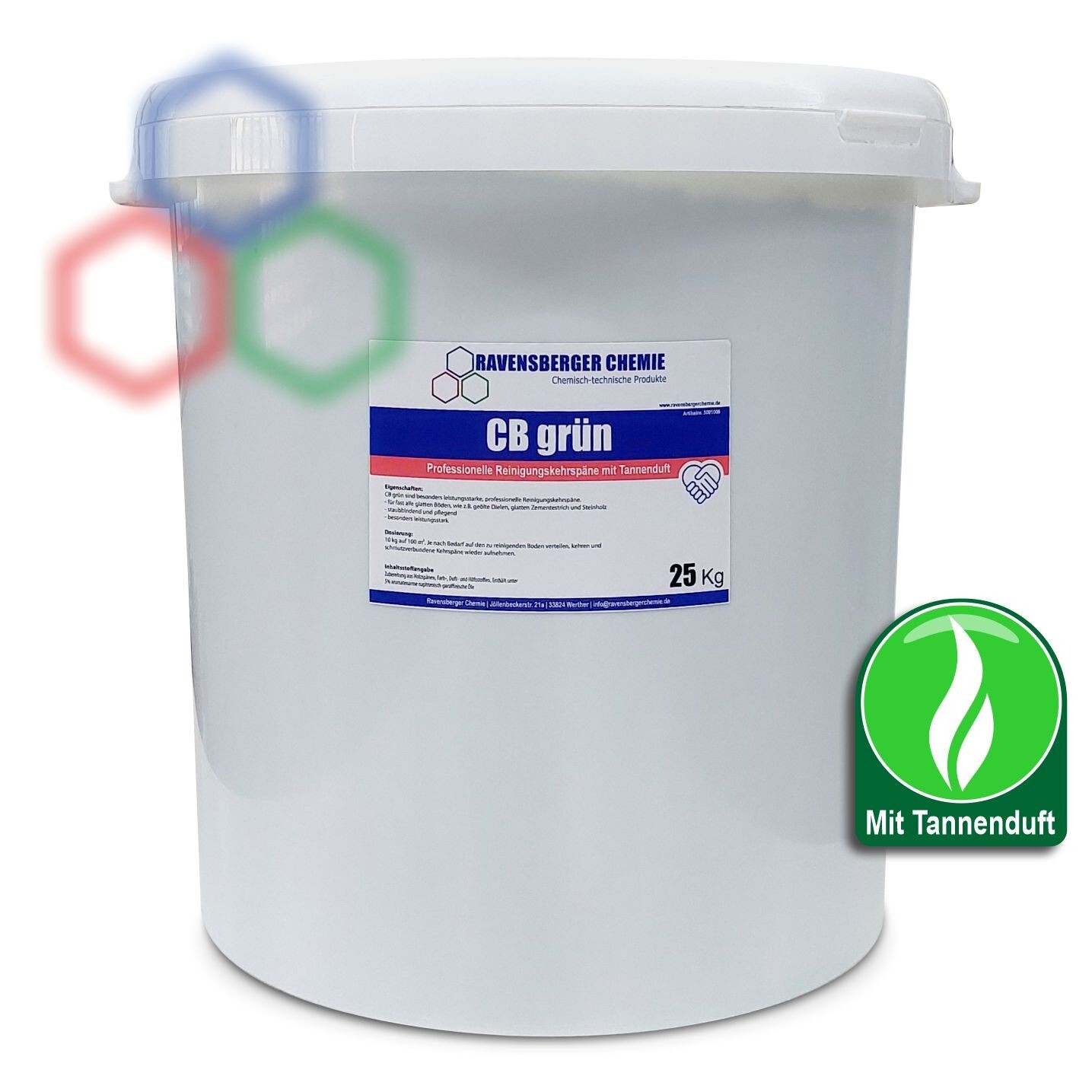 Kehrspäne CB Grün Tannenduft Kehrmehl Staubbinder Industriekehrspäne 25 kg Eimer
