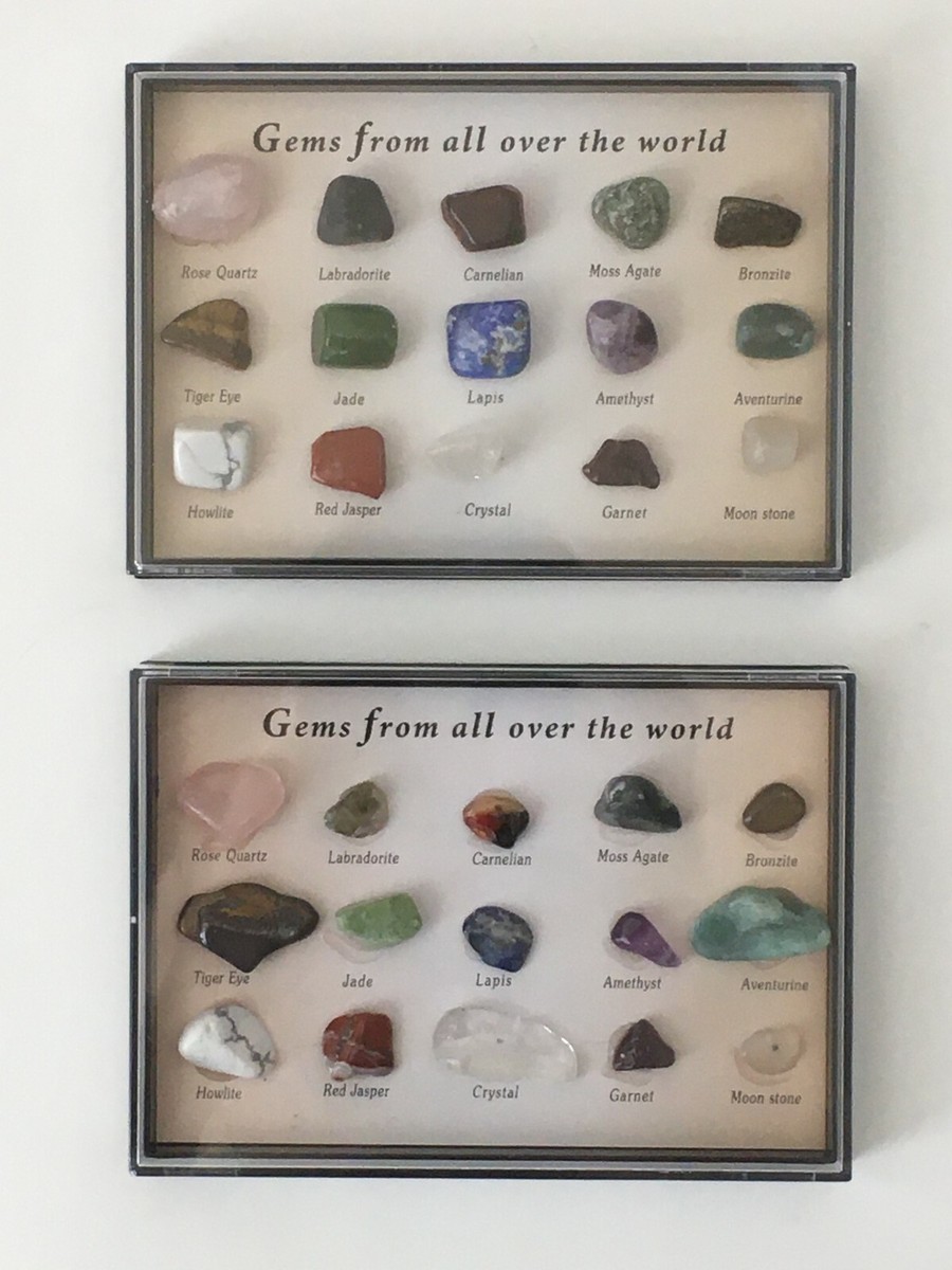 Crystals, Gems, Stones, Gemstones, Rocks Display Kids Boys Girls Gifts  SETS