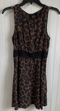 Aqua Dress Womens Medium Animal Print Leopard Sleeveless Lace Waist Fit & Flare