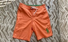 Polo Ralph Lauren Boys Orange Swim Trunks Big Pony Size M 10-12 NWT