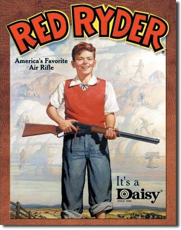 Vintage Replica Tin Metal Sign red ryder daisy air rifle bb gun shot boy 904